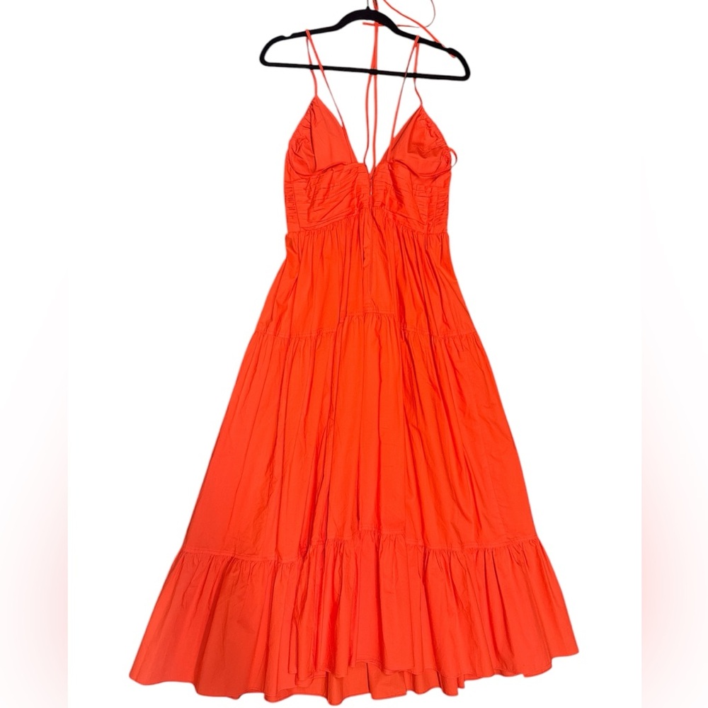 Ulla Johnson Phoebe Orange Midi Dress Size 4 - image 3
